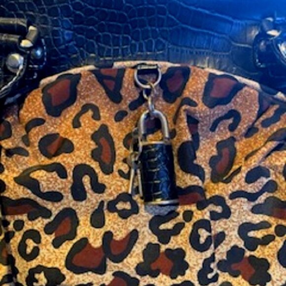 Travelon Manhattan Carpet Tote Bag Crocodile Faux Leather Leopard Animal Print - Picture 5 of 7